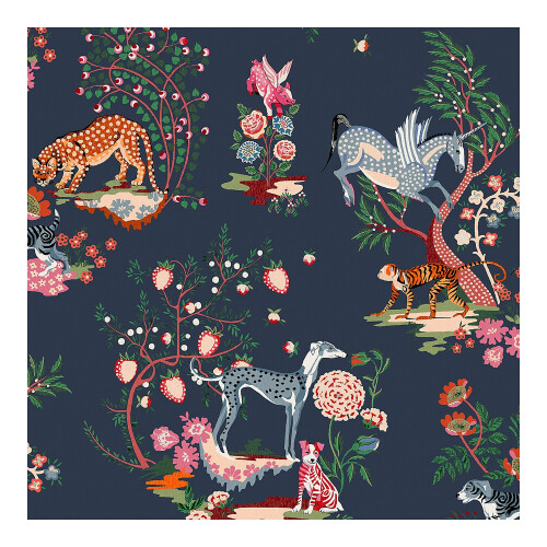 Cath Kidston Painted Kingdom Navy Floral Wallpaper
