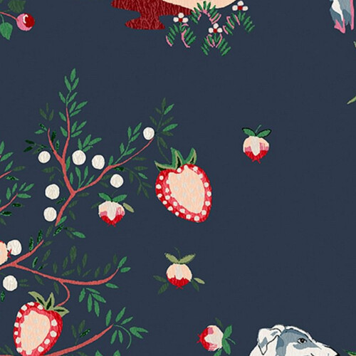 Cath Kidston Painted Kingdom Navy Floral Wallpaper 2