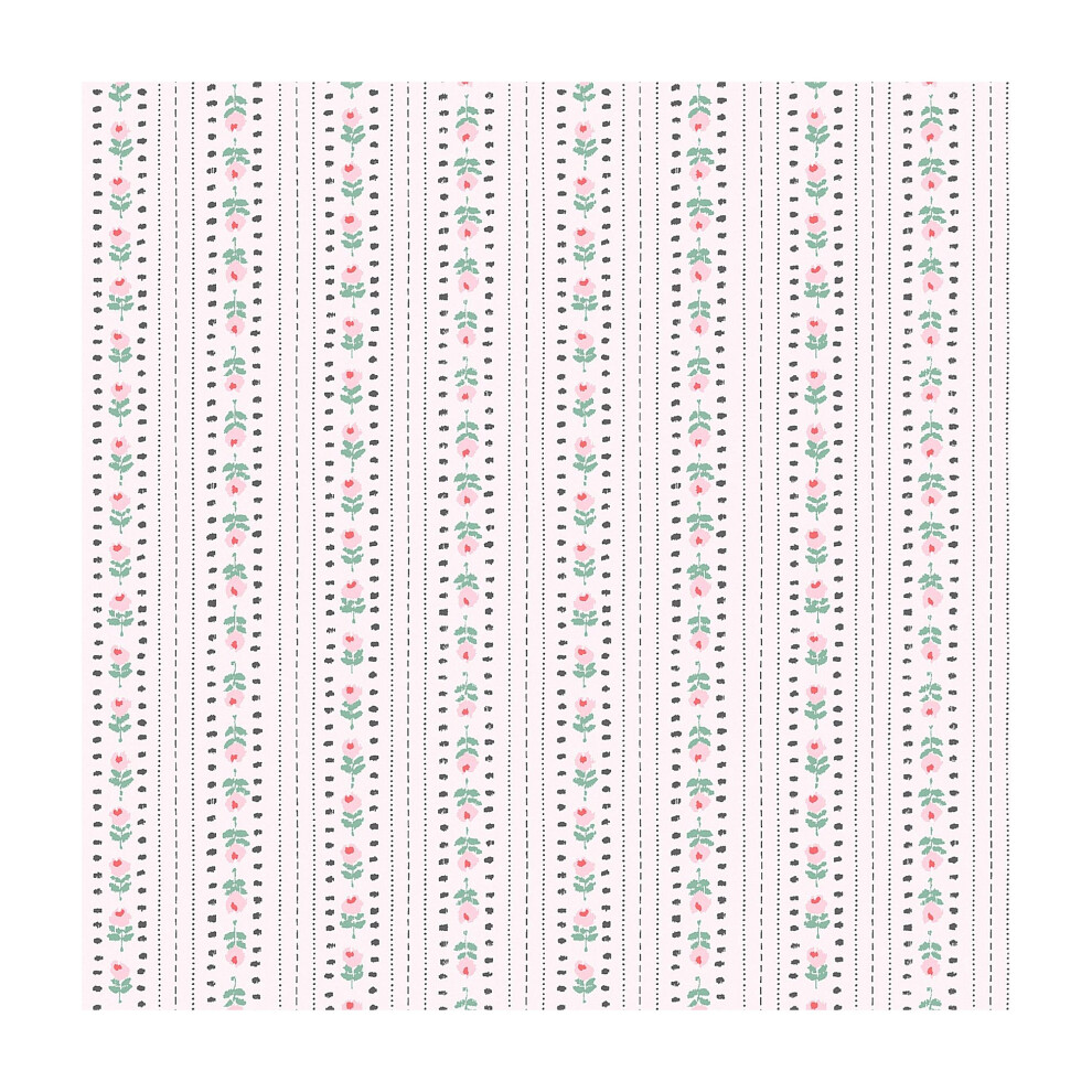 Cath Kidston Rose Ticking Stripe Wallpaper Pink