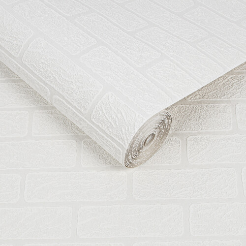 Superfresco Paintable Brick Effect Textured White Durable Wallpaper 1