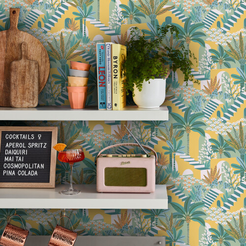 ENVY Envy Vacay Citron Yellow Floral Wallpaper 1