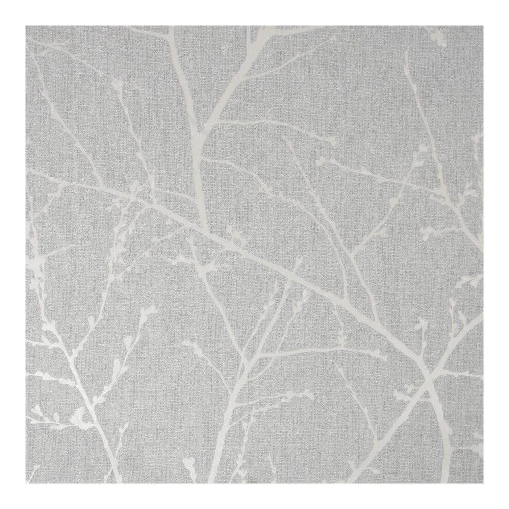 Superfresco Easy Innocence Branch & Metallic Wallpaper Grey/Silver