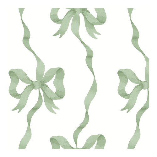 Cath Kidston Ribbon Bow Sage Wallpaper