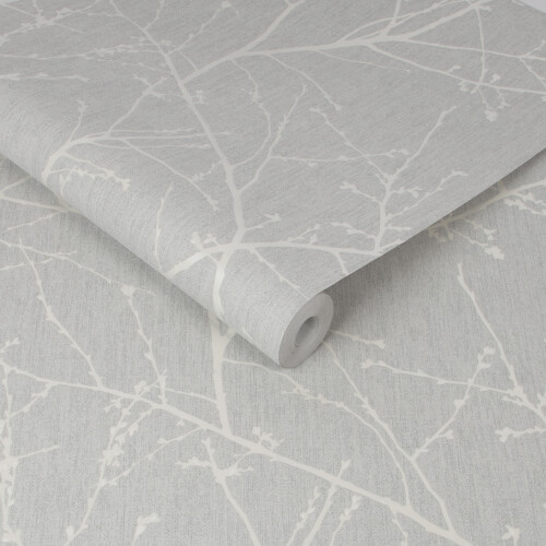 Superfresco Easy Superfresco Easy Innocence Branch Grey & Silver Metallic Wallpaper 1