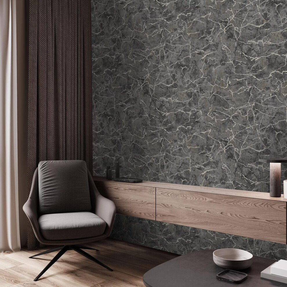 Boutique Carrara Textured Plain Onyx Wallpaper 5011583591002