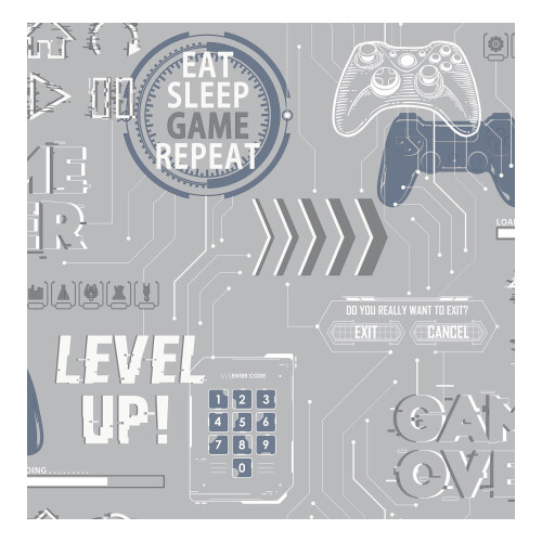 Fresco Game Over Grey & Navy Wallpaper