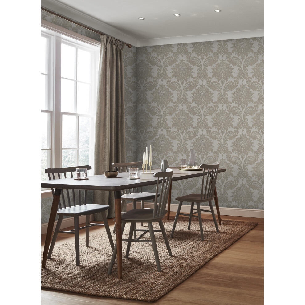 Boutique Taupe Archive Damask Wallpaper