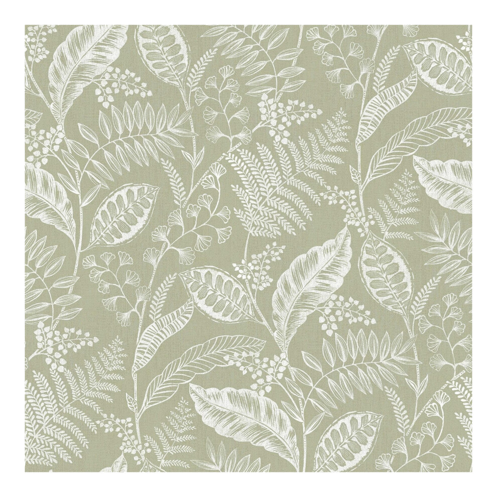 Fresco Artisan Leaf Sage Wallpaper 5011583529166