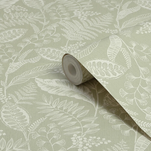 Fresco Artisan Leaf Sage Wallpaper 1