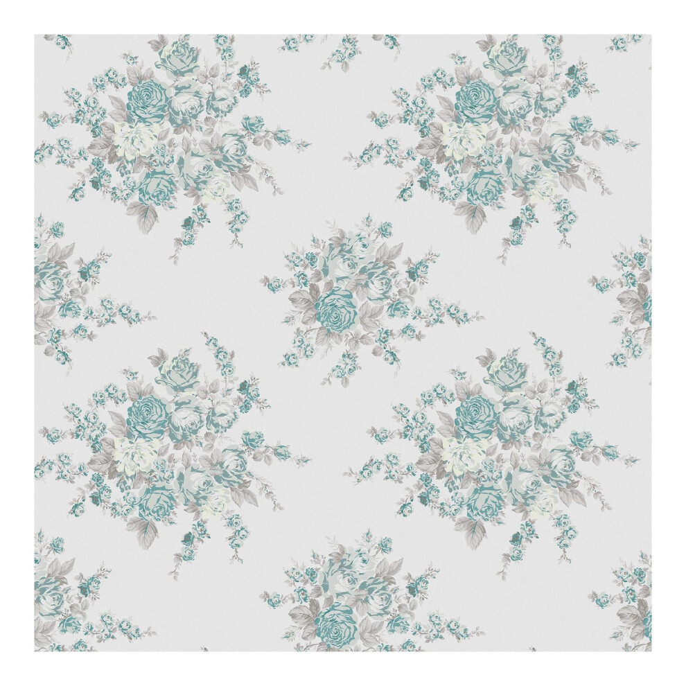 Shabby Chic By Rachel Ashwell Rose Blossom Teal Damask Wallpaper 5011583625622