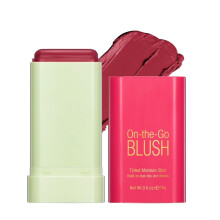 Waterproof Cream Blush Stick 3in1 MultiUse for Cheeks Lips Eyes LongLasting Natural Makeup 2#Hot Red
