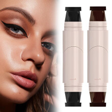 Dual Head Winged Eyeliner Stamp Pen Waterproof Smudgeproof Foldable Cat Eye Black and Brown 2pcs