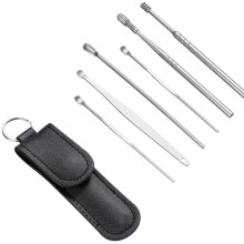 Ear Wax Removal Kit 6Piece Stainless Steel Tools for Adults with Portable Leather Case