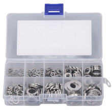 Durable Fastener Sealing Ring Gasket Set, Premium304Stainless Steel Flat Washers with Assortment Sizes and Secure Plastic Storage