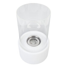 Tragbarer rauchfreier Tischkamin – Weiß, Edelstahl & Glas, 10x12x23cm