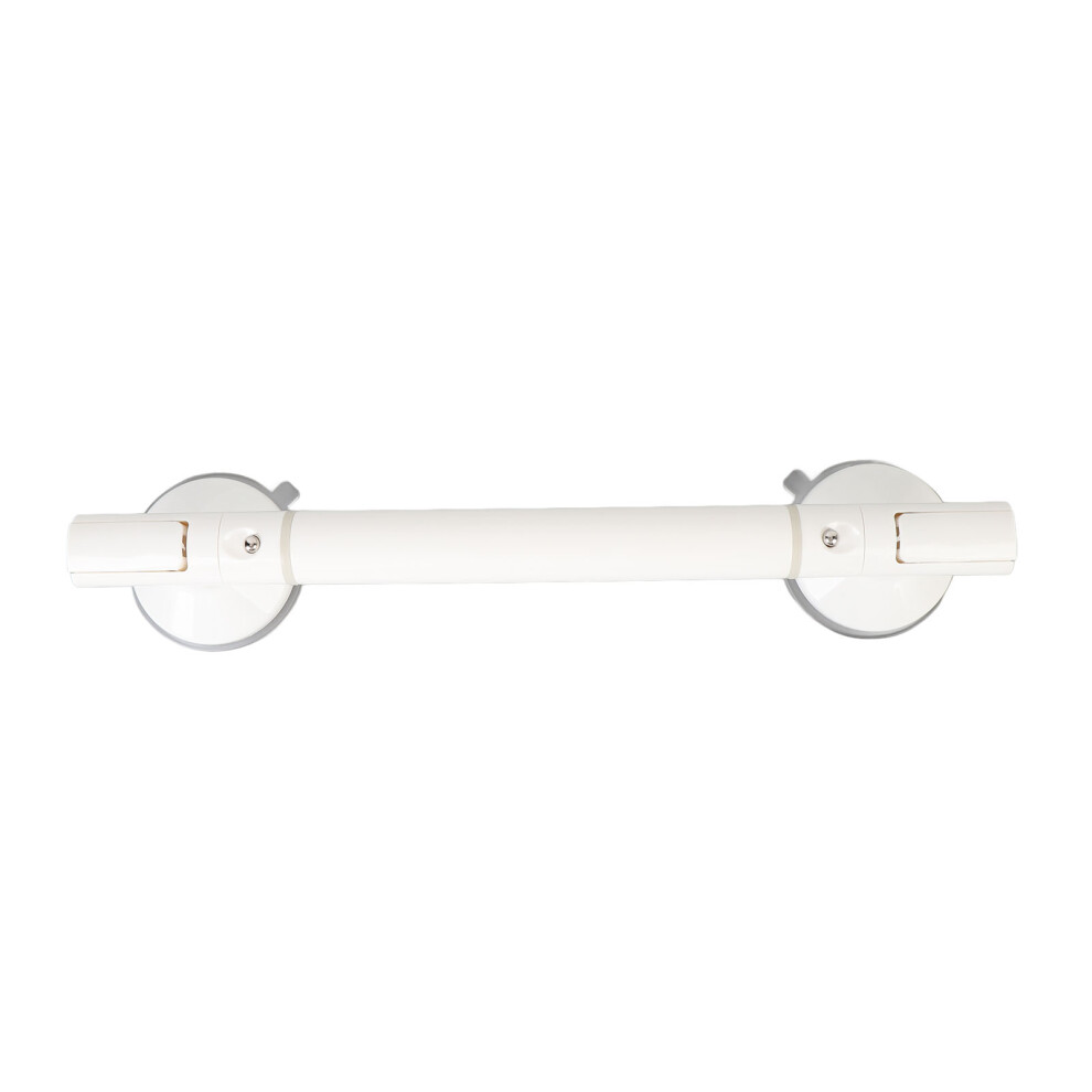 White Secure Suction Cup Grab Bar For Elderly Shower Security 12In Bathroom
