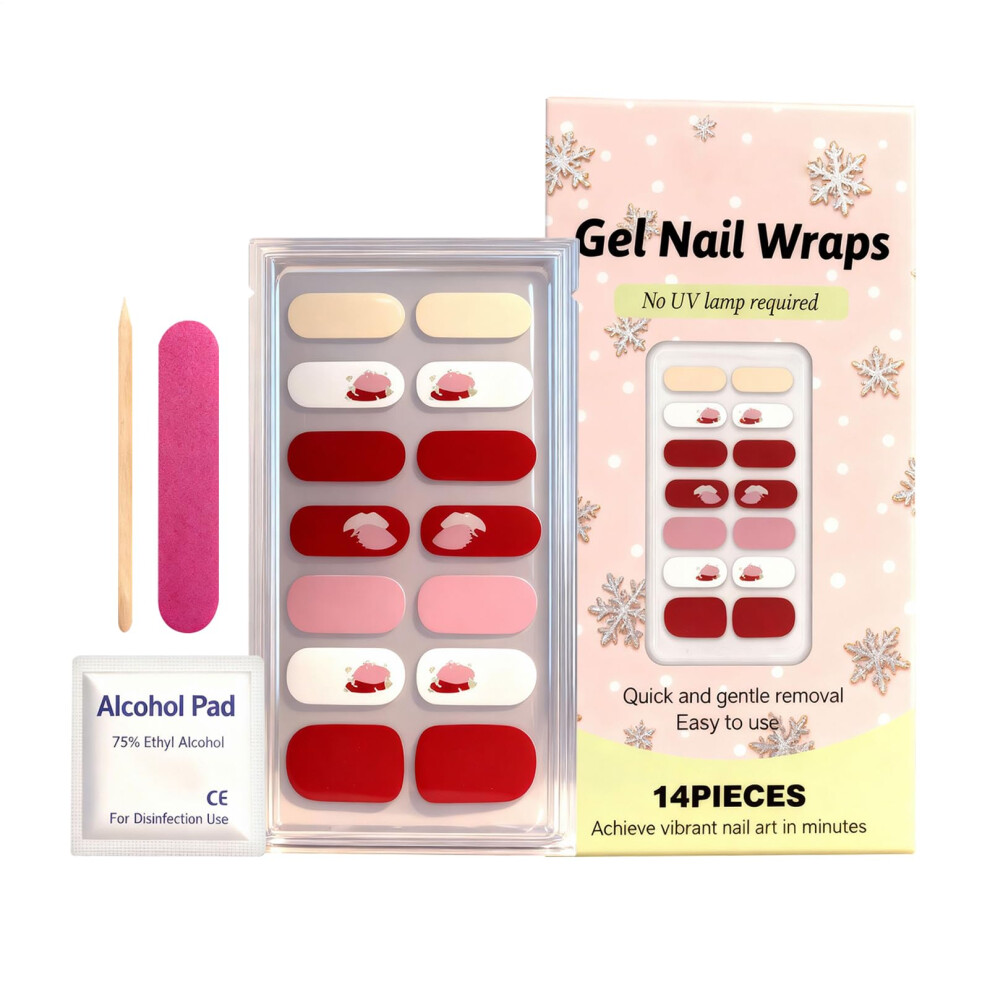 Gel Nail Stickers 14pcs No Lamp Strips Chip Resistant LongLasting Color Salon Quality Wraps