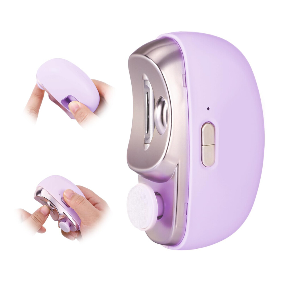 3In1 Electric Nail Clipper And Trimmer For Seniors And Babies, Dual Speed Usbc Charging, Purple