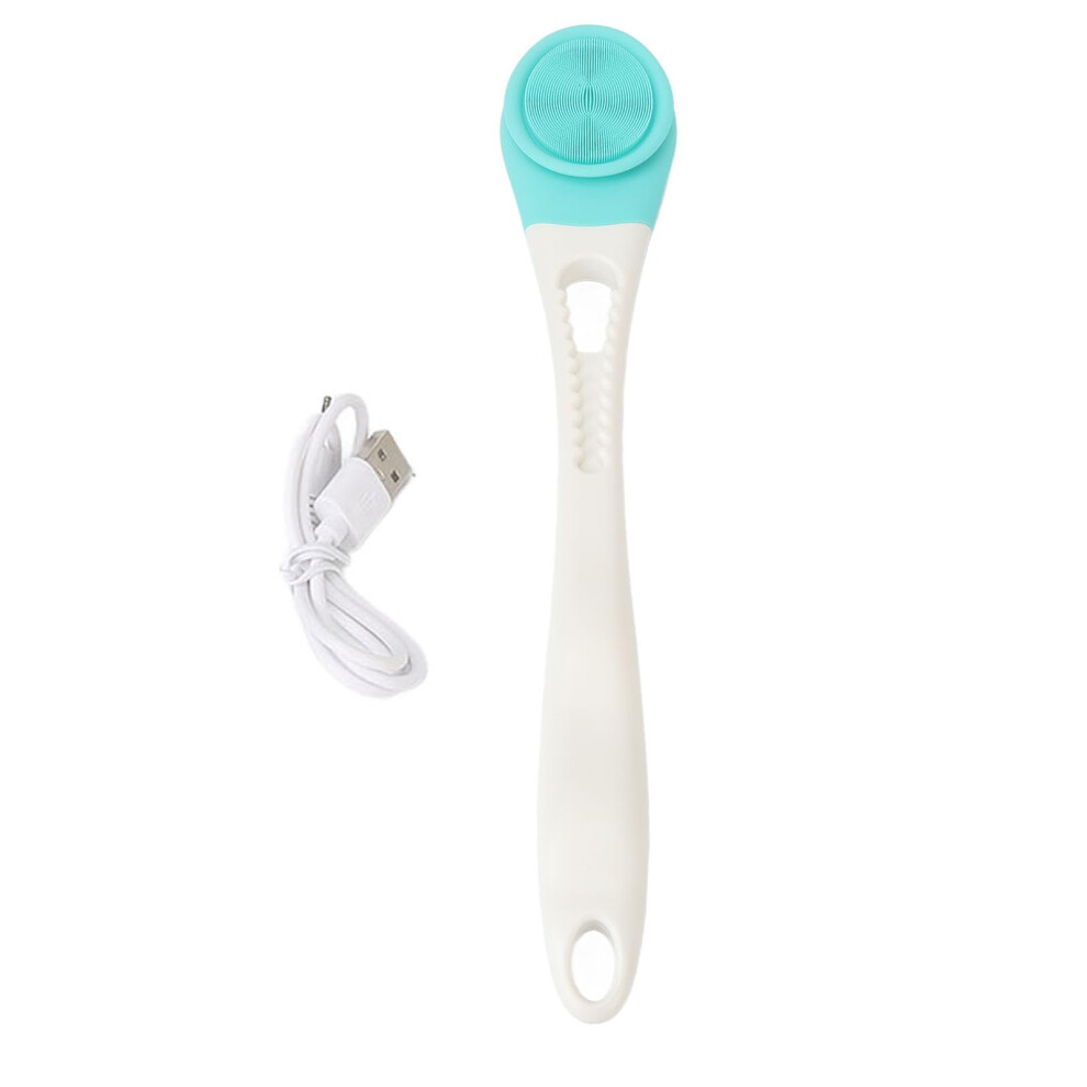 Electric Body Brush with Long Handle, Rechargeable Silicone Bath Scrubber for Men and Women
