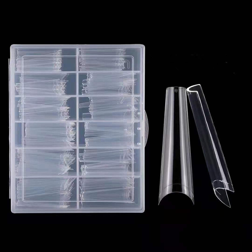 XXL Extra Long French Coffin Nail Tips Clear Acrylic Ballerina Half Cover False Nails 240pcs 12 Sizes