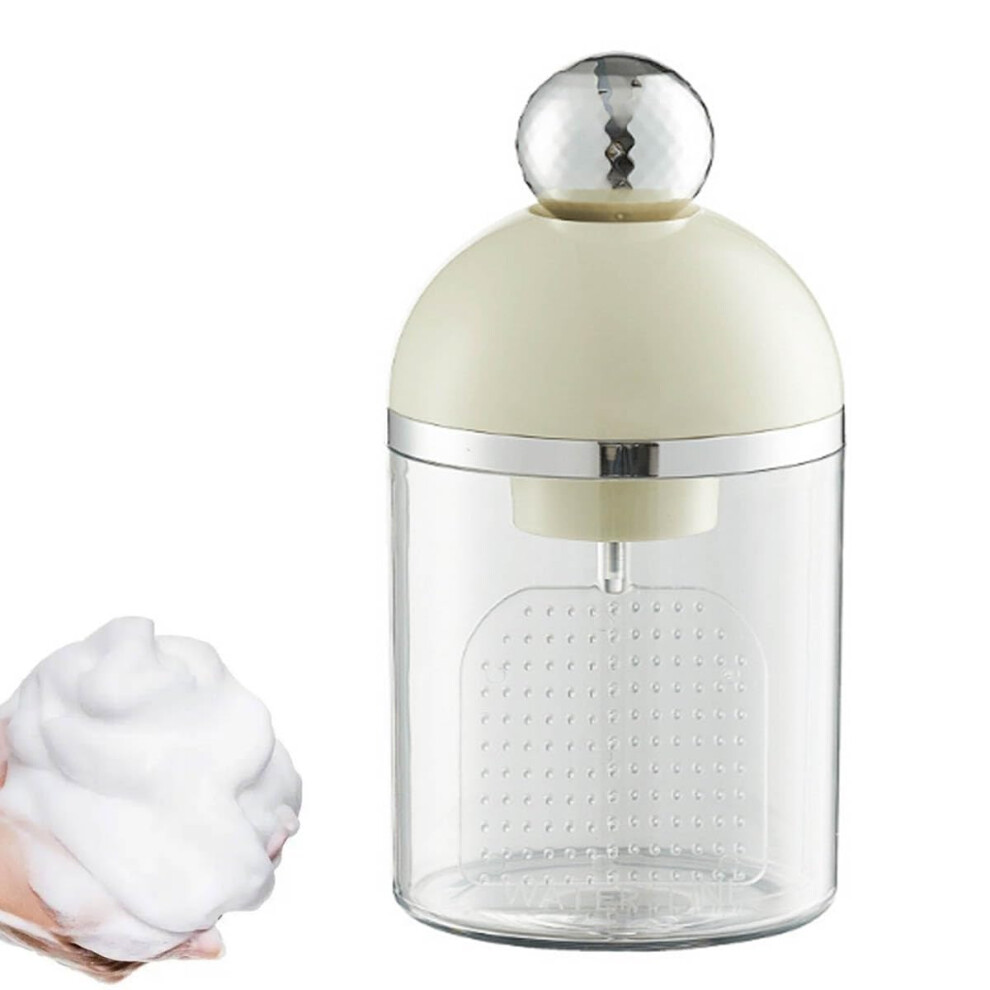 Cream/White Electric Face Wash Foam Maker With Uniform Fine Foam, Rechargeable Facial Cleanser Dispenser