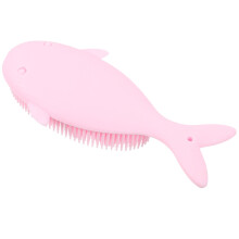 Baby Bath Brush Soft Silicone Newborn Hair Brush Gentle Scalp Massager Whale Design Pink