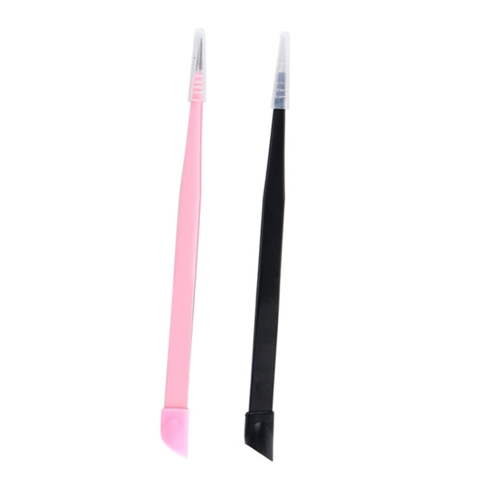 2pcs Dual Head Nail Art Tweezers for Precise Sticker Placement and DIY Manicure Decoration