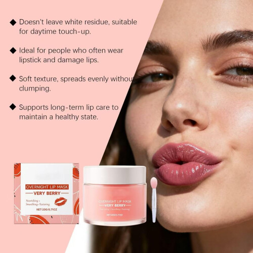 Lip Sleeping Mask with Strawberry Extract and Vitamin E for Deep Hydration and Overnight Lip 1