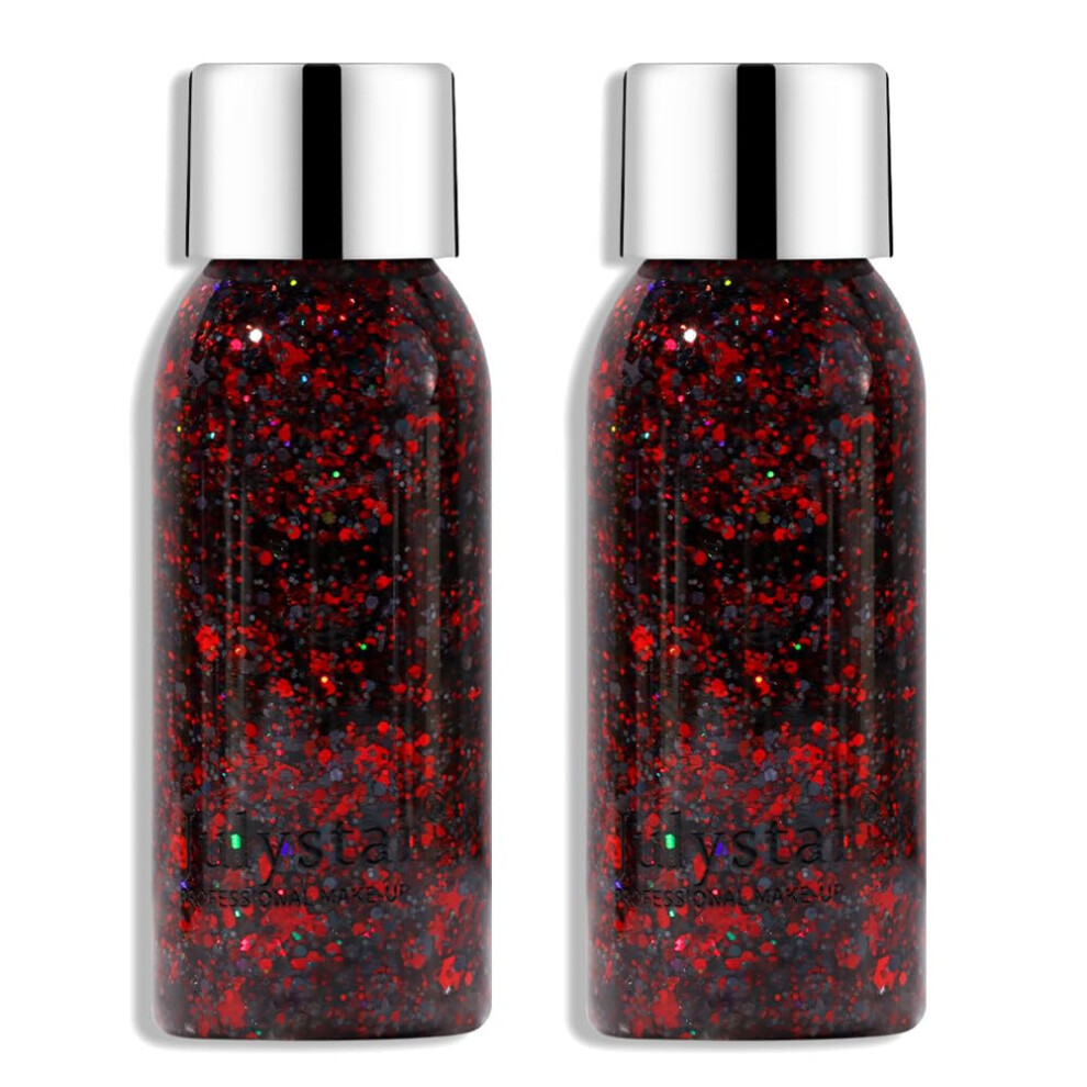 2Pcs Liquid Glitter Eyeshadow Set, Long Lasting  Pigmented Metallic Shimmery Gel Formula 30ml