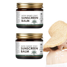 Beef Tallow SPF 50 Sun Balm with Zinc Oxide, Water Resistant NonGreasy Sunblock for Face and Body, 2PCS