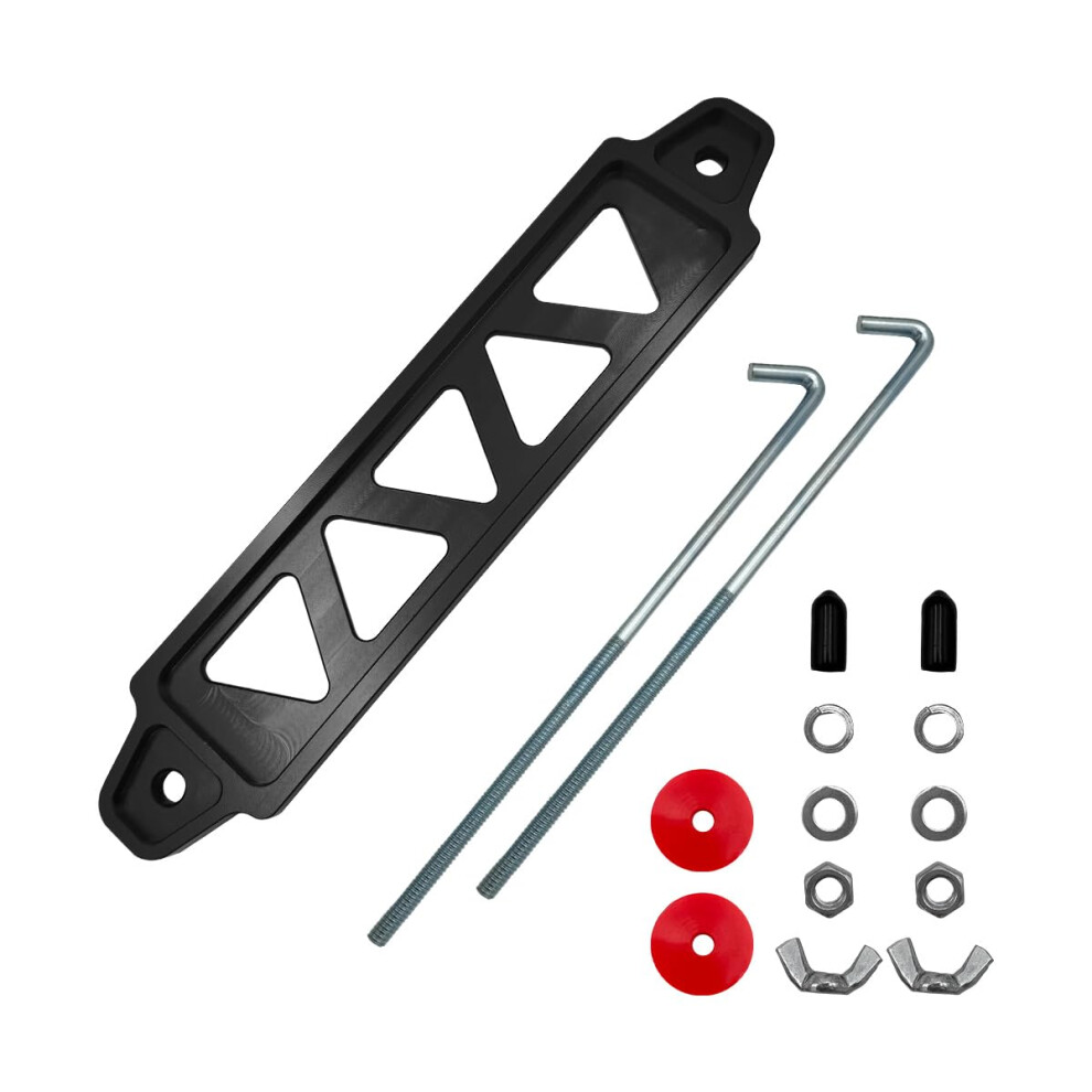Universal Aluminum Car Battery Hold Down Bracket With J Bolts, Rustproof Tie Down Kit Black 9455672077729