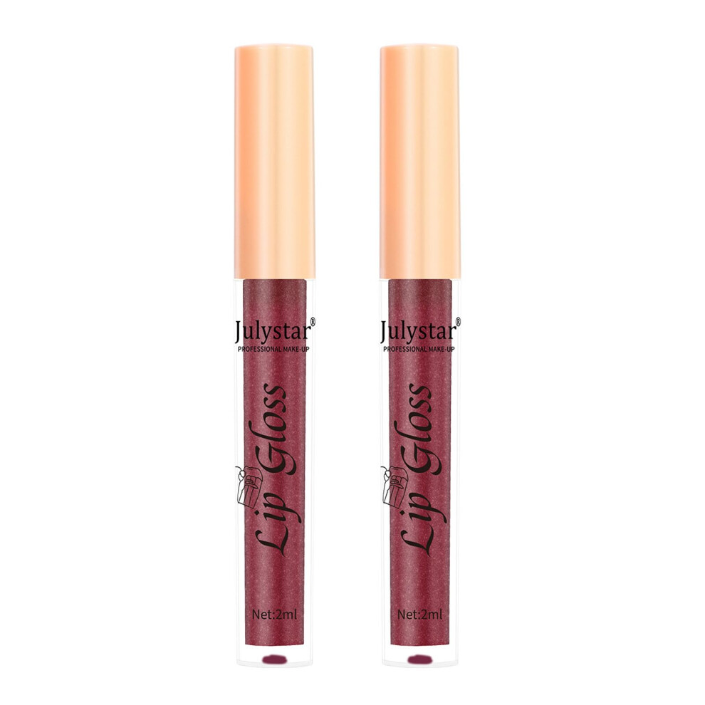 2Pcs Shimmer Lip Gloss Set, NonSticky  Shine, Long Lasting Waterproof Moisturizing Glitter