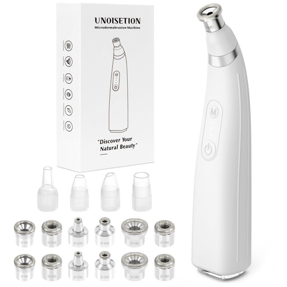 Diamond Microdermabrasion Machine with 12 Tips, Cordless Handheld Kit for Gentle Facial Exfoliation