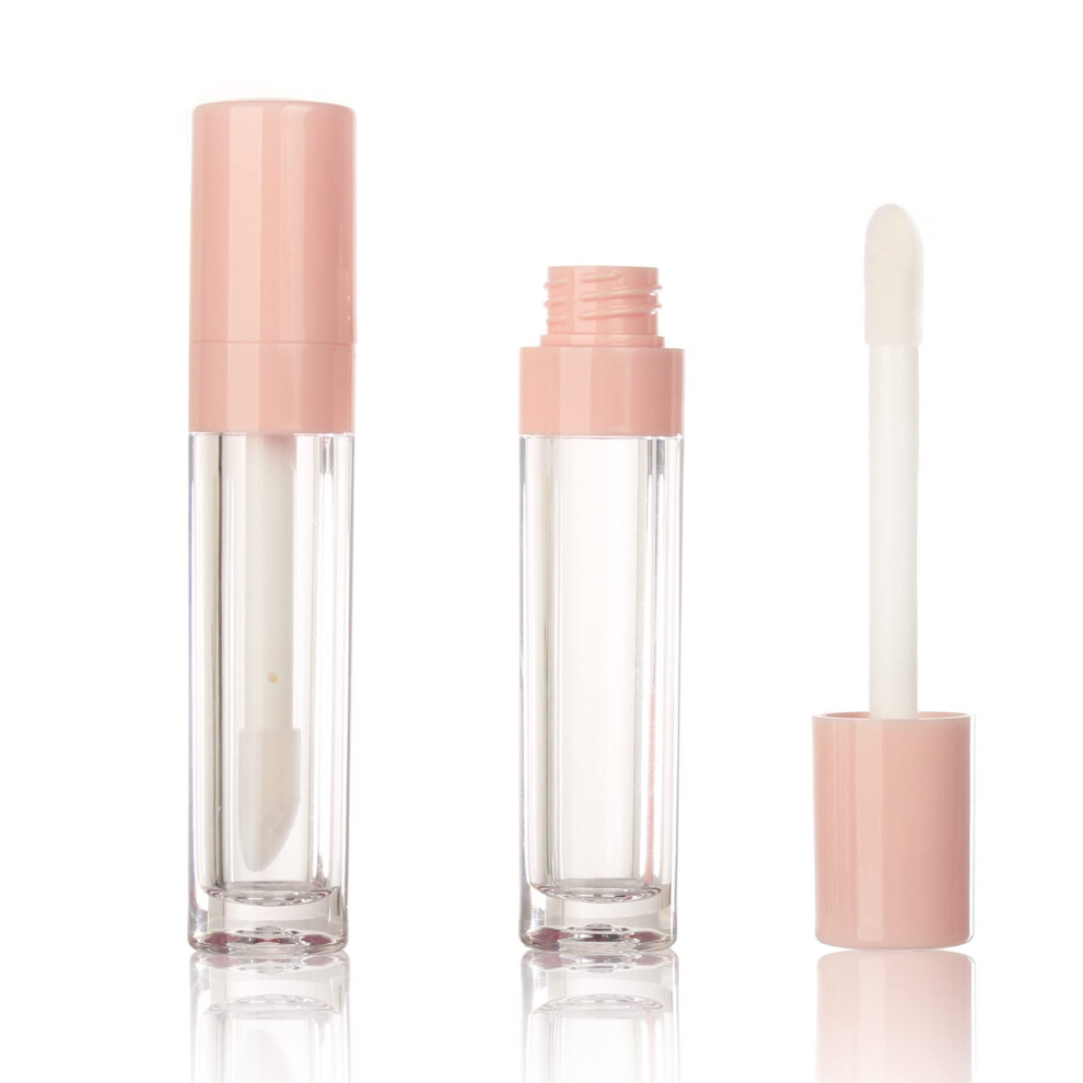 Pink 30Pcs Empty 8Ml Petg Lip Gloss Tubes With Large Doe Foot Wand, Refillable Bulk Containers
