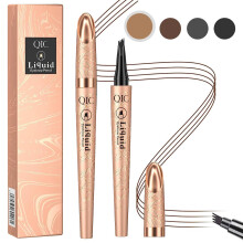 Eyebrow Pen Waterproof 4 Fork Tip Microblading Pencil Long Lasting Natural HairLike Strokes Soft Brown