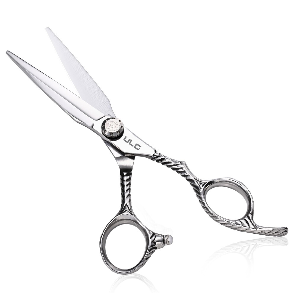 Silver Professional Hair Cutting Scissors 6.5 Inch Japanese Stainless Steel Barber Shears With Ergonomic Offset Handle And Adjustable Tension Control