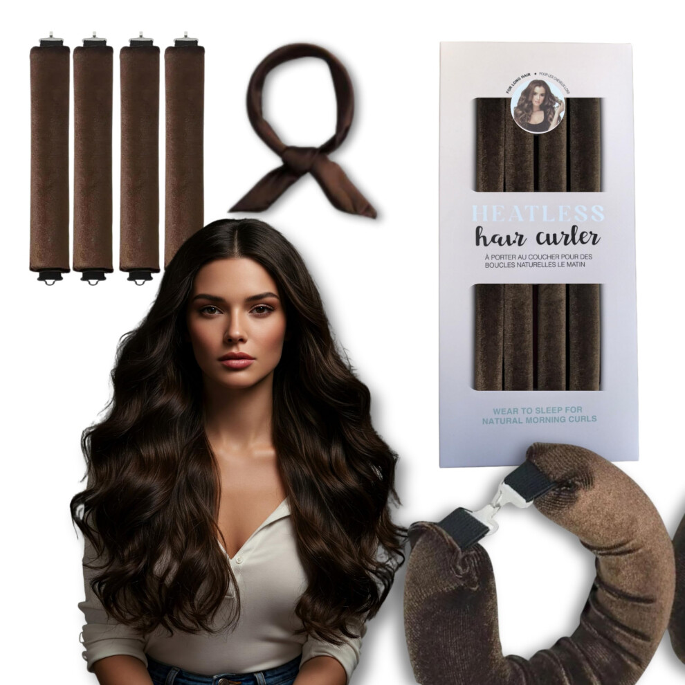 Heatless Curlers for Overnight Waves â No Heat Foam Hair Rollers with Satin Wrap, 4pcs Extra Large