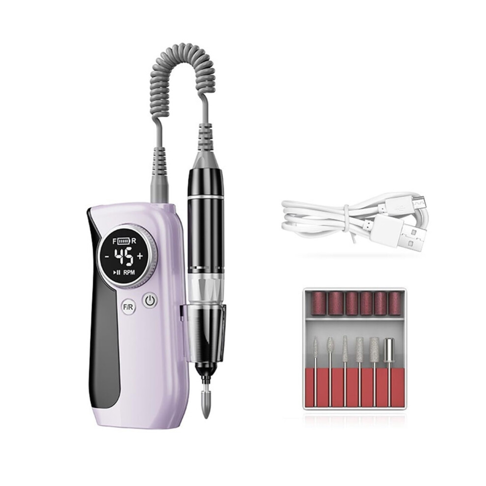 Electric Nail Drill 45000RPM with LCD Display, Professional Cordless Nail File for Manicure and Pedicure