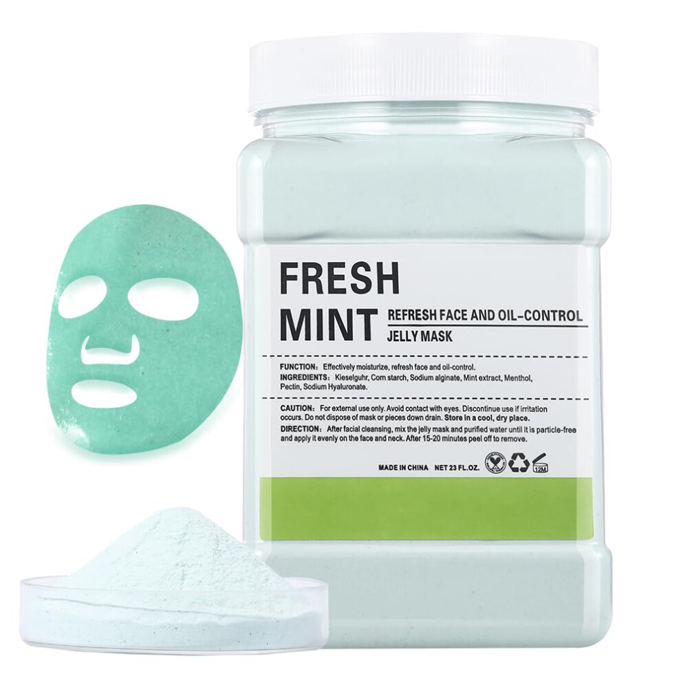 Fresh Mint Jelly Face Mask Powder Hydrating Peel Off Mask Deep Hydration for All Skin Types 23oz