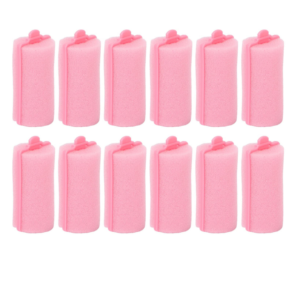 Pink 12Pcs Soft Foam Hair Rollers For Sleep, No Heat Sponge Curlers Overnight Styling