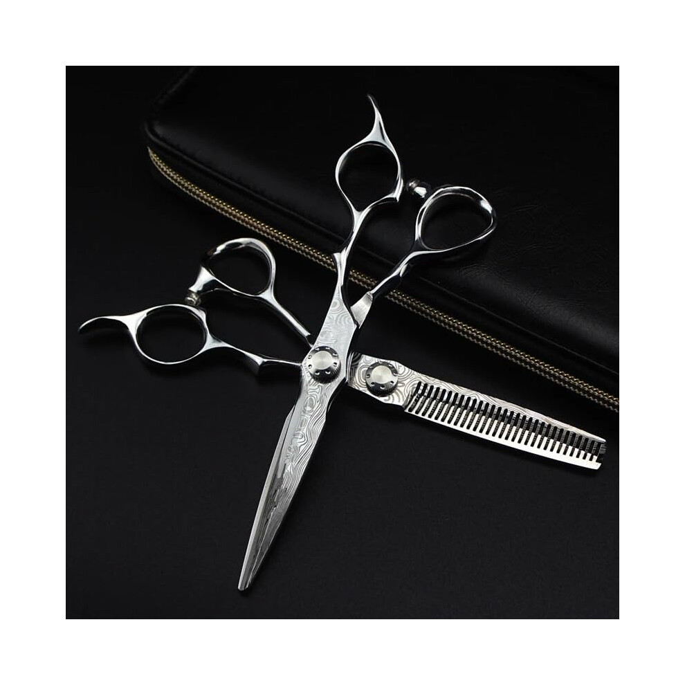 6 Inch Damascus Steel Hair Cutting Scissors with Precision Sharp Blades and Ergonomic Comfort Grip