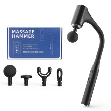 Massage Gun for Back and Neck Pain Relief, Deep Tissue Percussion Massager with Extended Handle, 4 Heads, TypeC Fast Charging