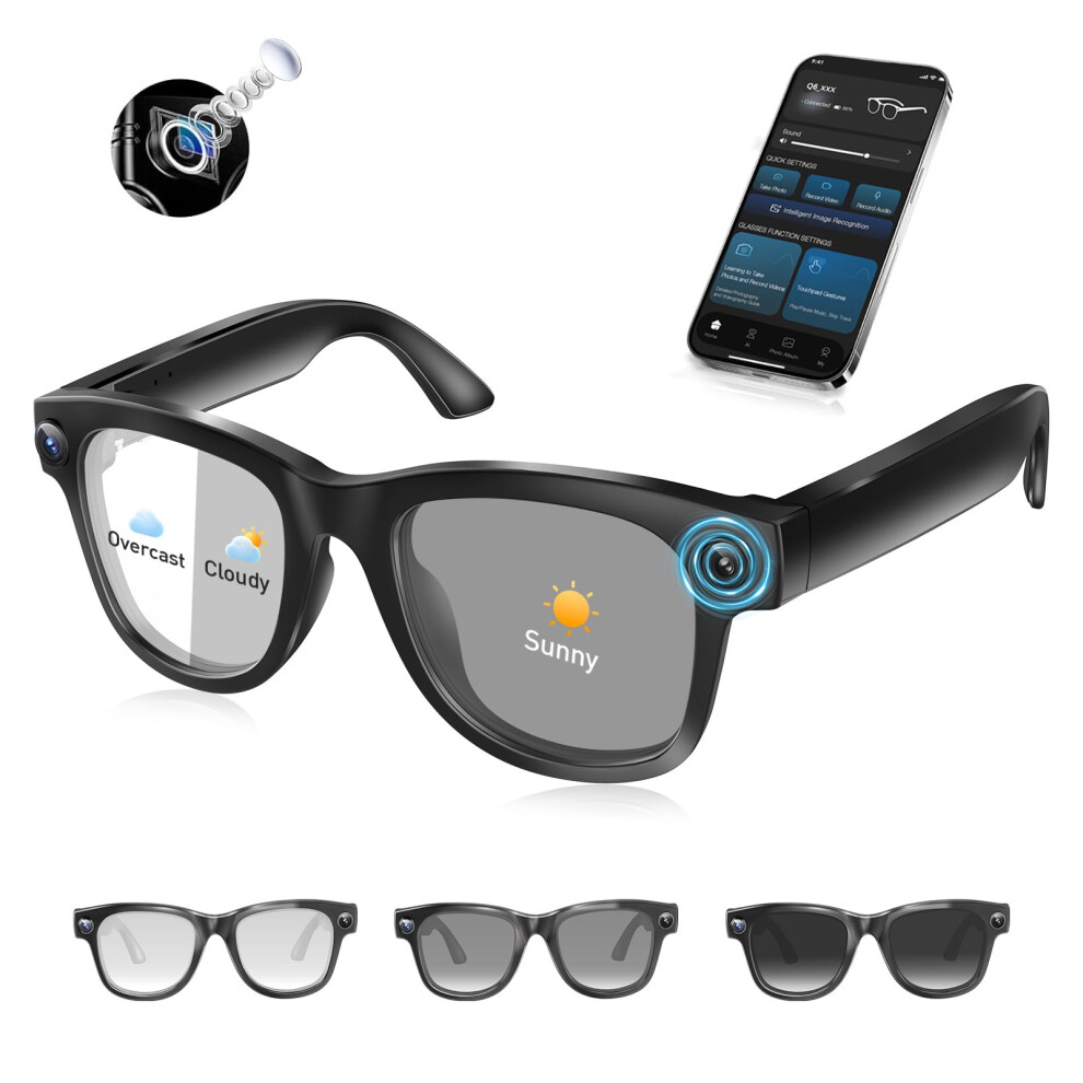 Smart Glasses With 4K Camera, Bluetooth Audio, Ai Translation, Voice Control, Photochromic Lenses Light 9169991686196