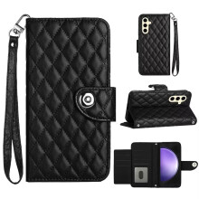 RFID Blocking Leather Flip Wallet Case for Samsung Galaxy A01, 7Card Holder, Crossbody Strap, Shockproof TPU