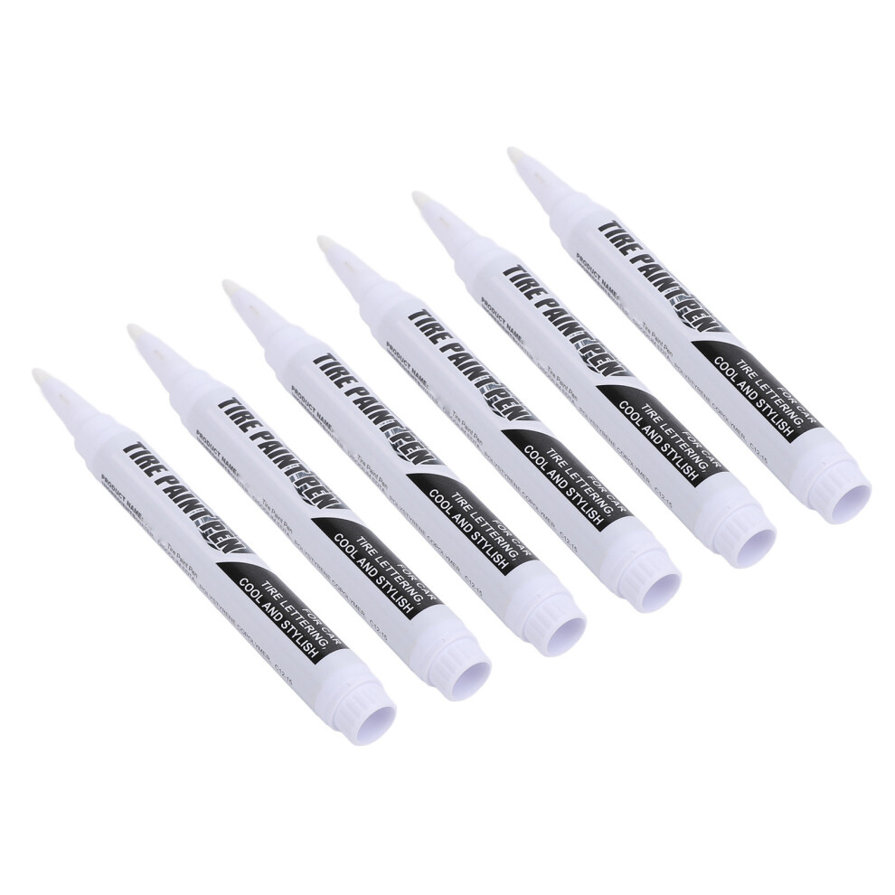 6 Pcs White Tire Marker Pens, Long Lasting, Precise Outline, Organic Material