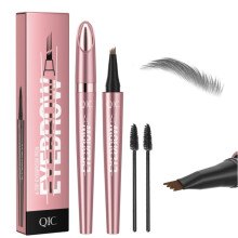 Waterproof 4Prong Eyebrow Pencil with MicroFork Tip for Natural 3D Brow Effect, Rose Gold Grey