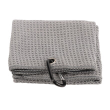 Golf-Mikrofaser-Handtuch mit Waffelmuster, Schweißabsorption & Karabiner, Grau