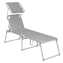 Tumbona - HELLOSHOP26 - Gran modelo 200 cm - Plegable - Respaldo y parasol inclinables - Carga 150 kg