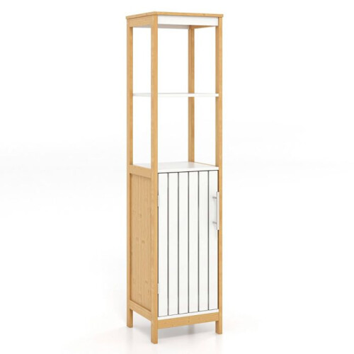 Mobile colonna - HELLOSHOP26 - 30 x 30 x 129 cm - Bambù - Ripiani regolabili - Marrone