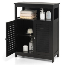 Móvel de banheiro - HELLOSHOP26 - 60 x 30,5 x 80 cm - Preto - MDF - Dispositivo anti-tombamento